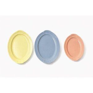 Oval Platters Set 3 Taylor Smith and Taylor Lu Ray Pastels Tab Handled Pink Blue
